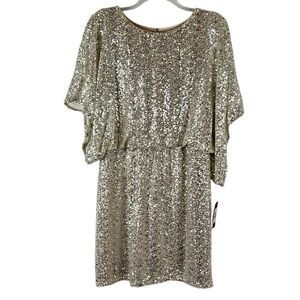 New! NWT Jessica Howard Short Sleeve Sequin Blouson Dress 16